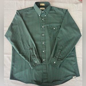 L.L. Bean Men's Forest Green Checkered Shirt timeless.